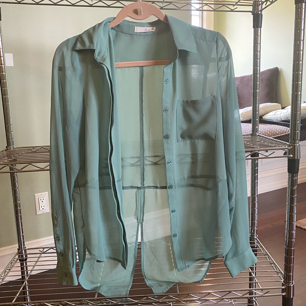 Sheer Button Down Blouse - XS